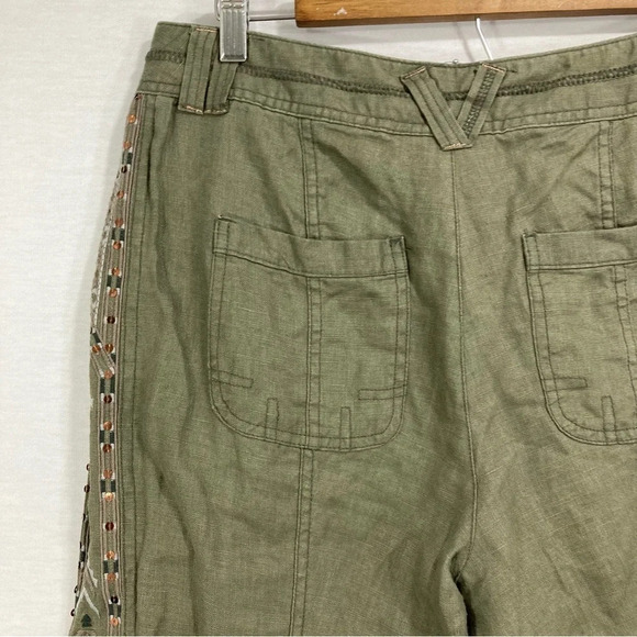 INC International Concepts 100% Linen Olive Green Boho Casual Pants Size 8 - Picture 9 of 13